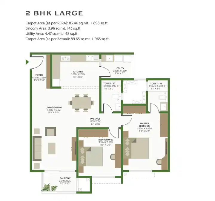 alembic cloud forest 2bhk L floor plan